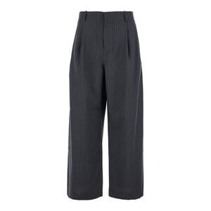 Tonywack Men Grey Pants With Front Pences And Pinstripe Motif In Wool Blend Man